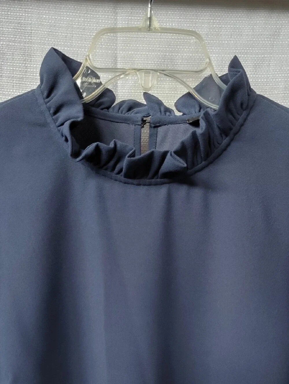 J. Crew Navy Ruffled Mock-Neck Long Sleeve Blouse Large